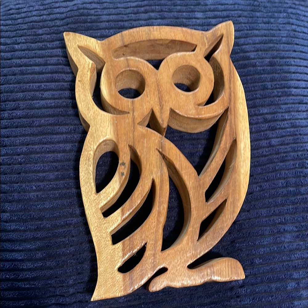 Wooden Owl Carving Decor
